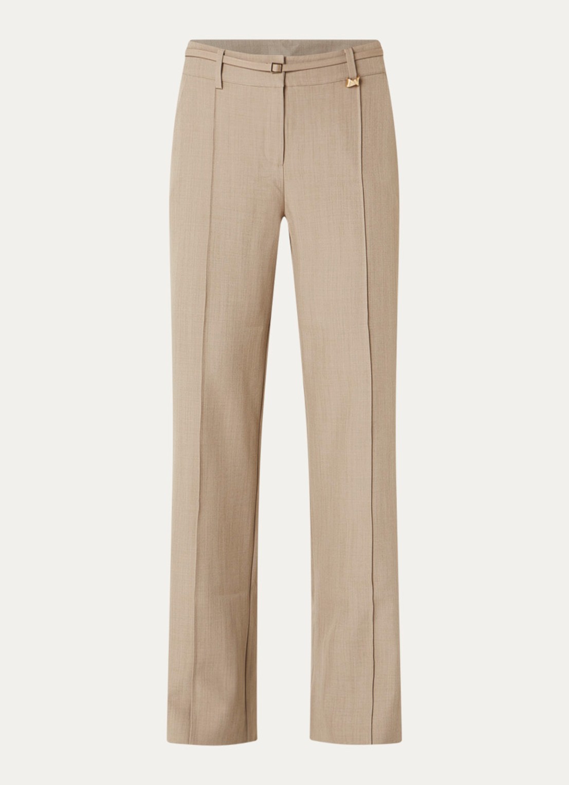 NIKKIE Reno high waist loose fit pantalon met steekzakken - voorkant zand