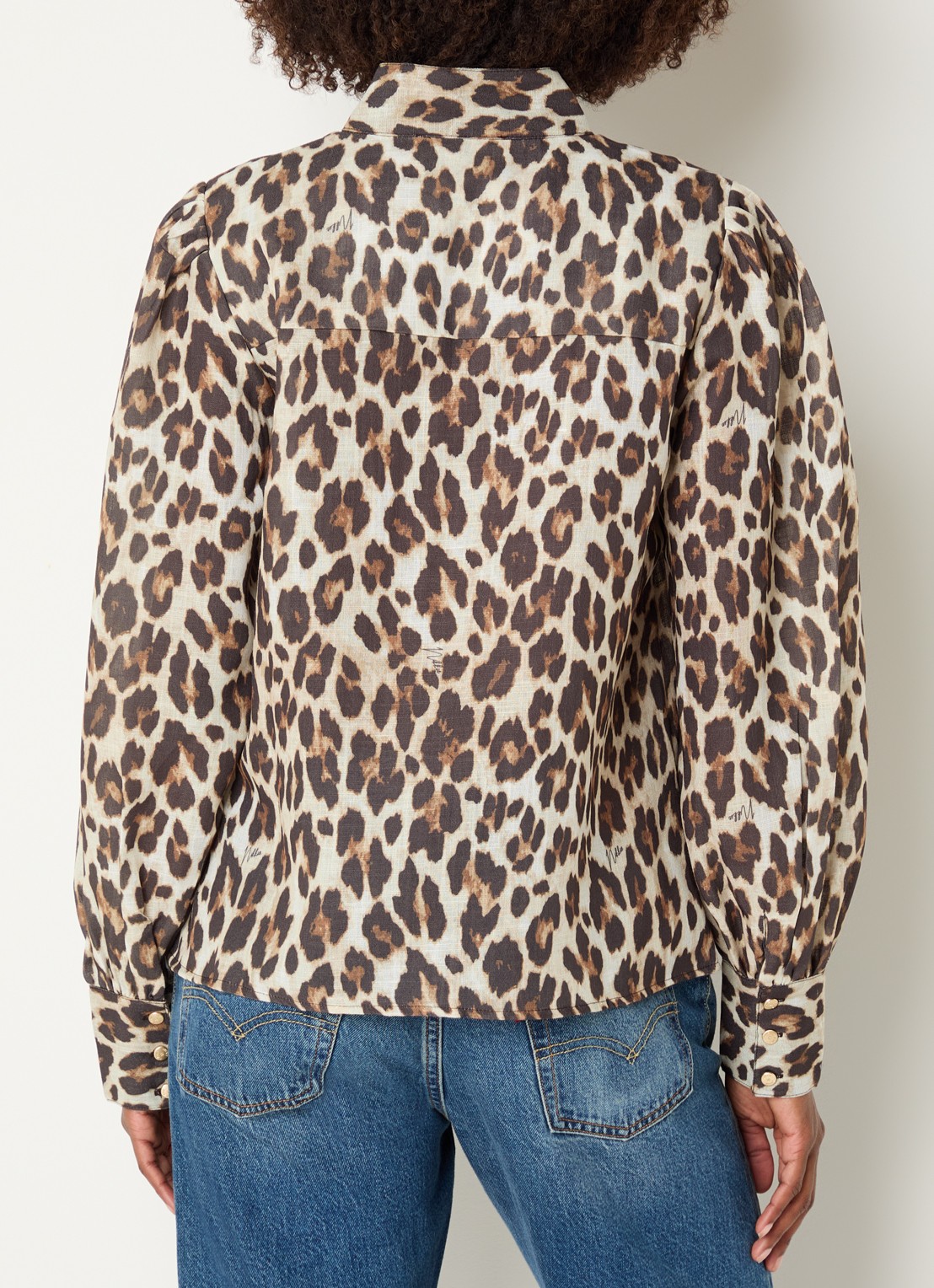 NIKKIE Retiro blouse met dierenprint - achterkant donkerbruin