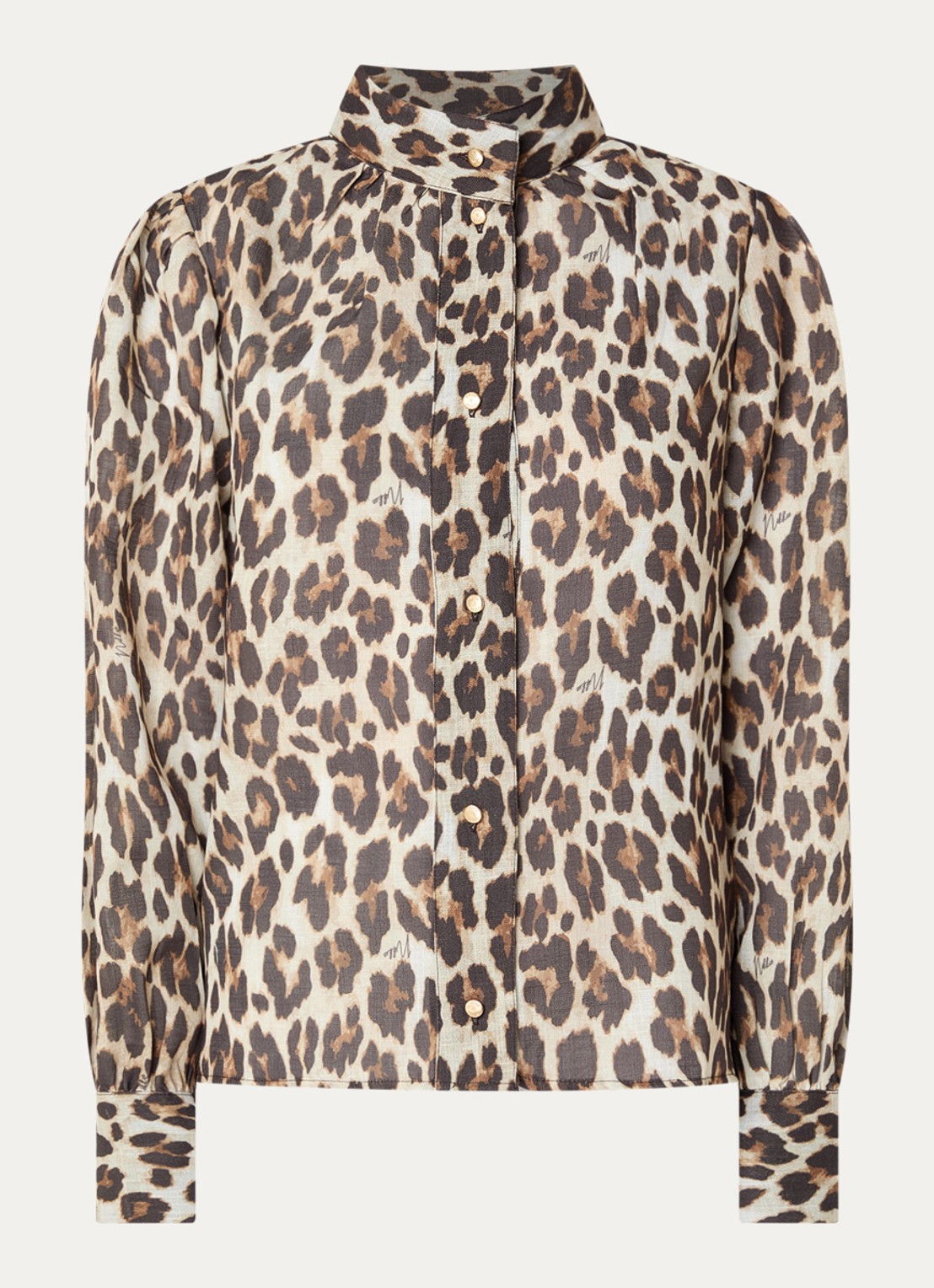 NIKKIE Retiro blouse met dierenprint - voorkant 3 donkerbruin
