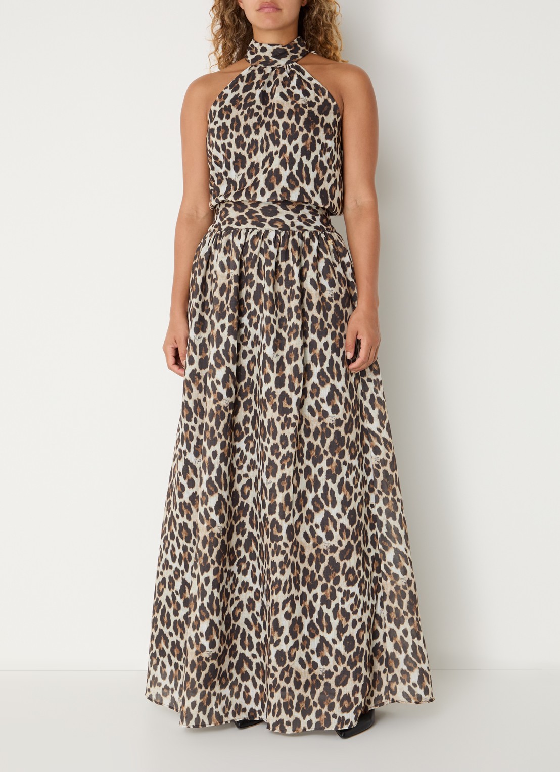 NIKKIE Retiro maxi rok met panterprint - voorkant 2 bruin