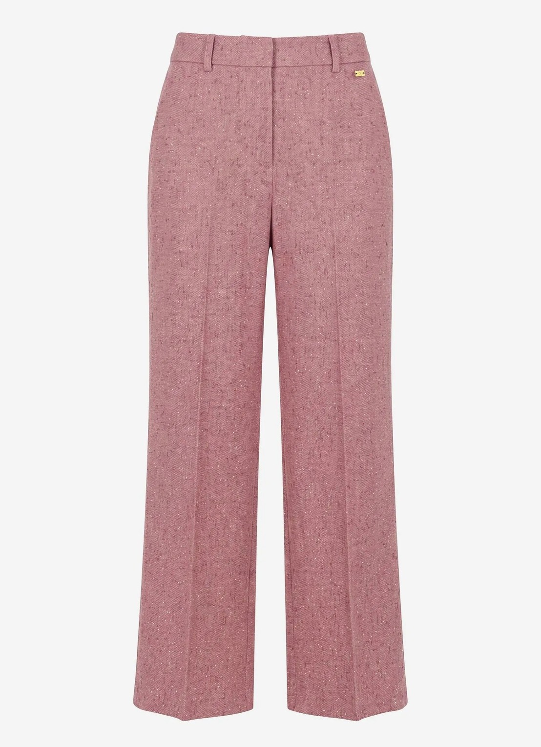 NIKKIE Reza mid waist straight fit broek met steekzakken - voorkant peach skin