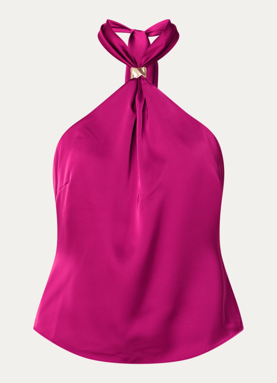 NIKKIE Ribe haltertop van satijn met rugdecolleté - voorkant 3 paars
