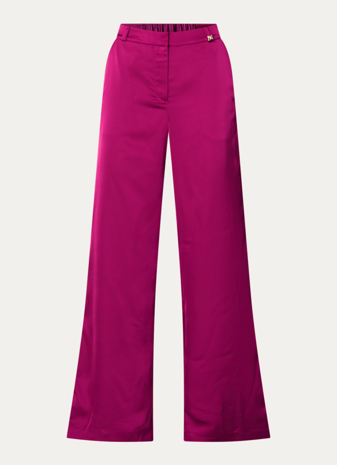 NIKKIE Ribe high waist wide fit pantalon van satijn met steekzakken - voorkant 2 paars