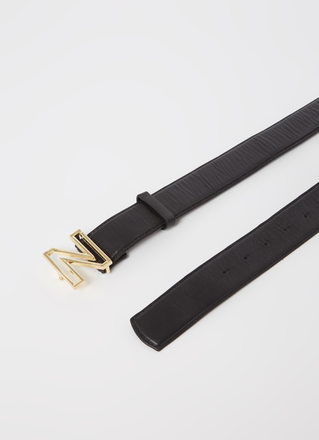 NIKKIE Riem van lamsleer met logo - detail 2 zwart