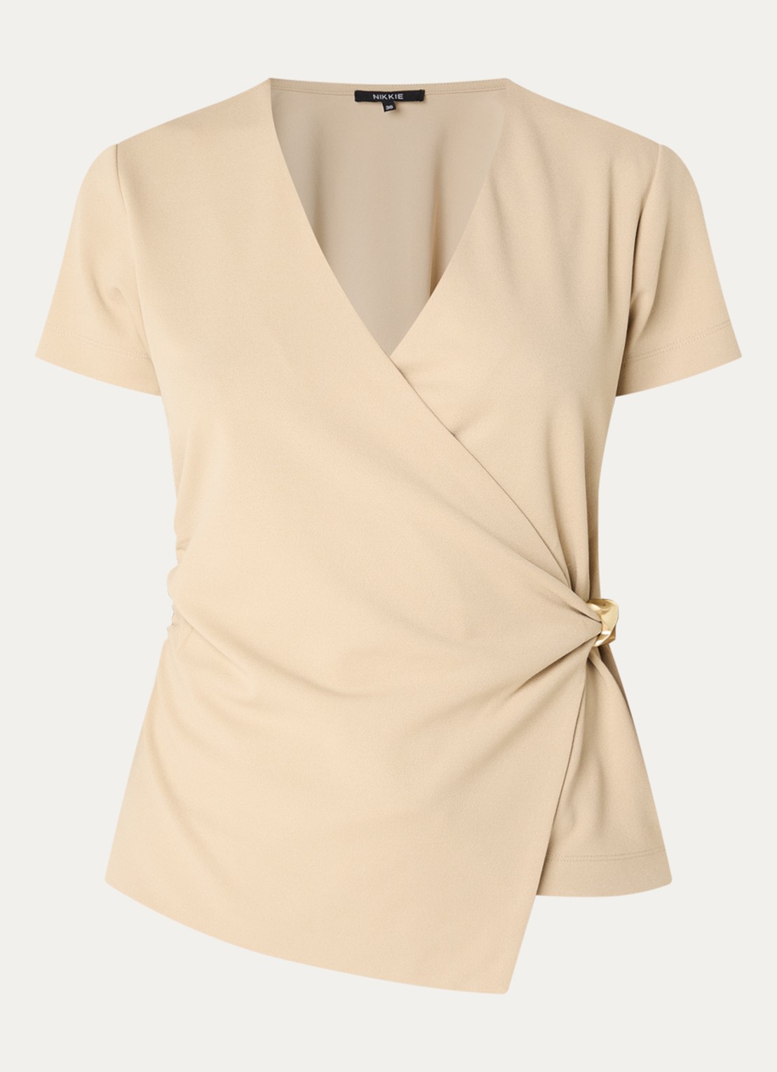NIKKIE Rimini top met V-hals - voorkant 3 creme
