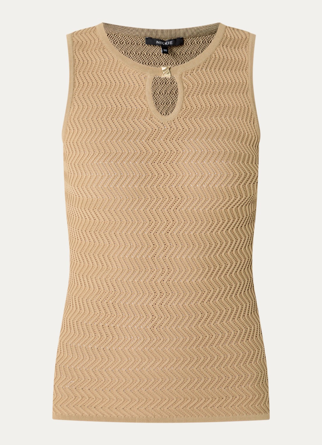 NIKKIE Riom top met structuur - voorkant camel