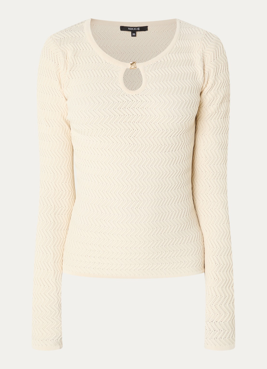 NIKKIE Riom top met structuur - voorkant creme