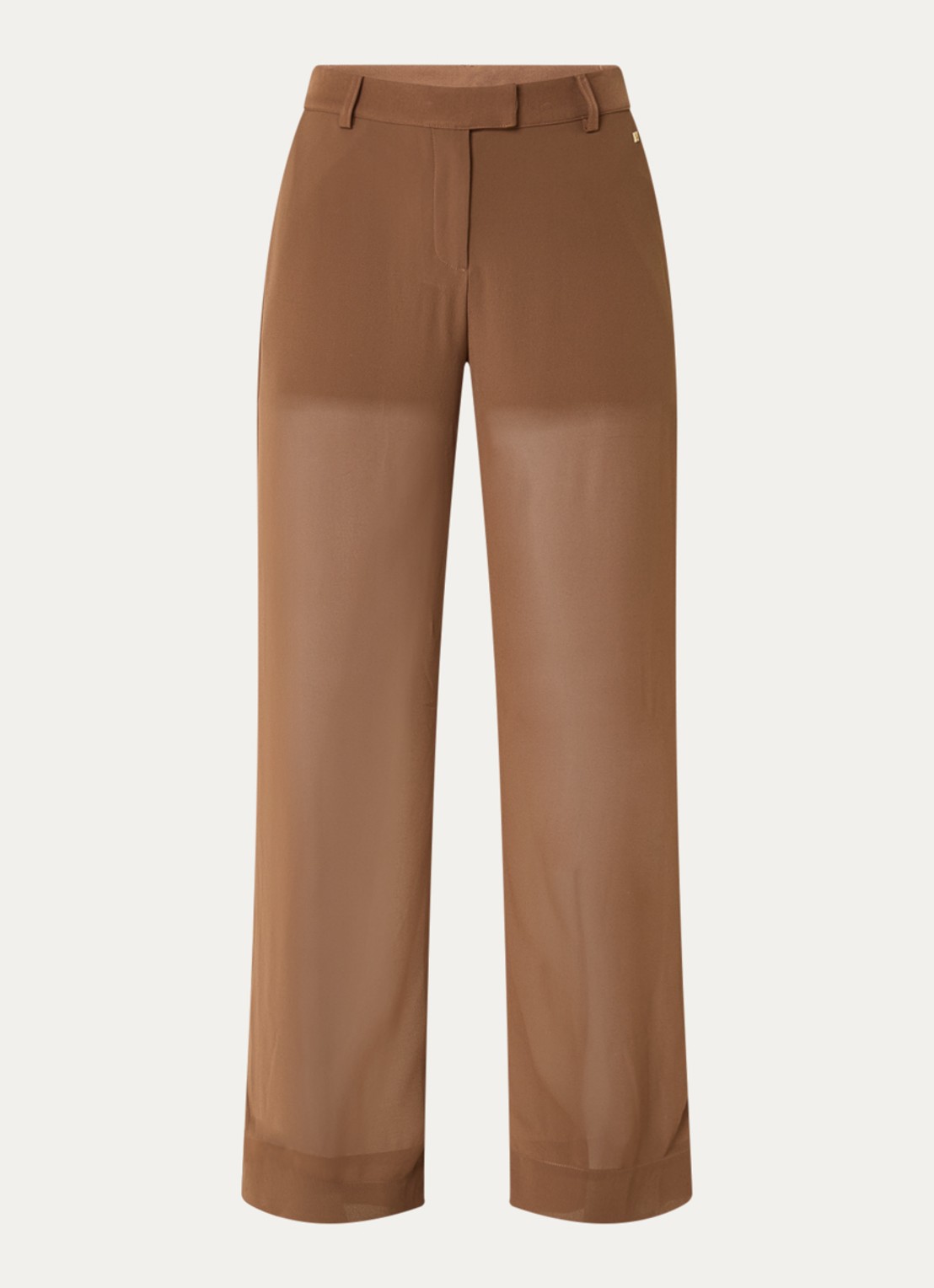 NIKKIE Rioverde high waist straight fit pantalon van mesh - voorkant 3 bruin