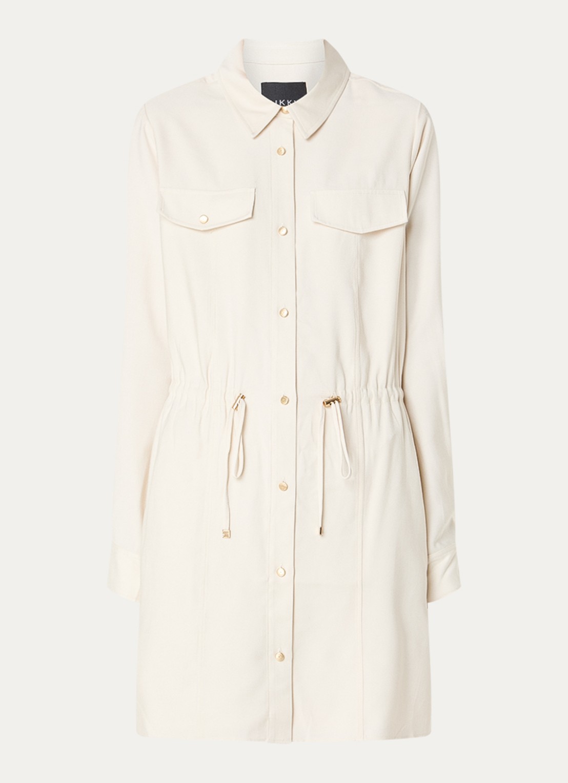 NIKKIE Riva mini blousejurk met trekkoord - voorkant 3 creme