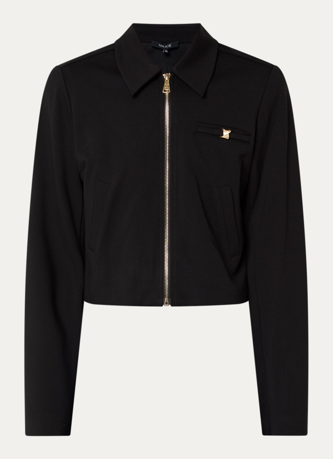 NIKKIE Rivello cropped jack met steekzakken - voorkant zwart