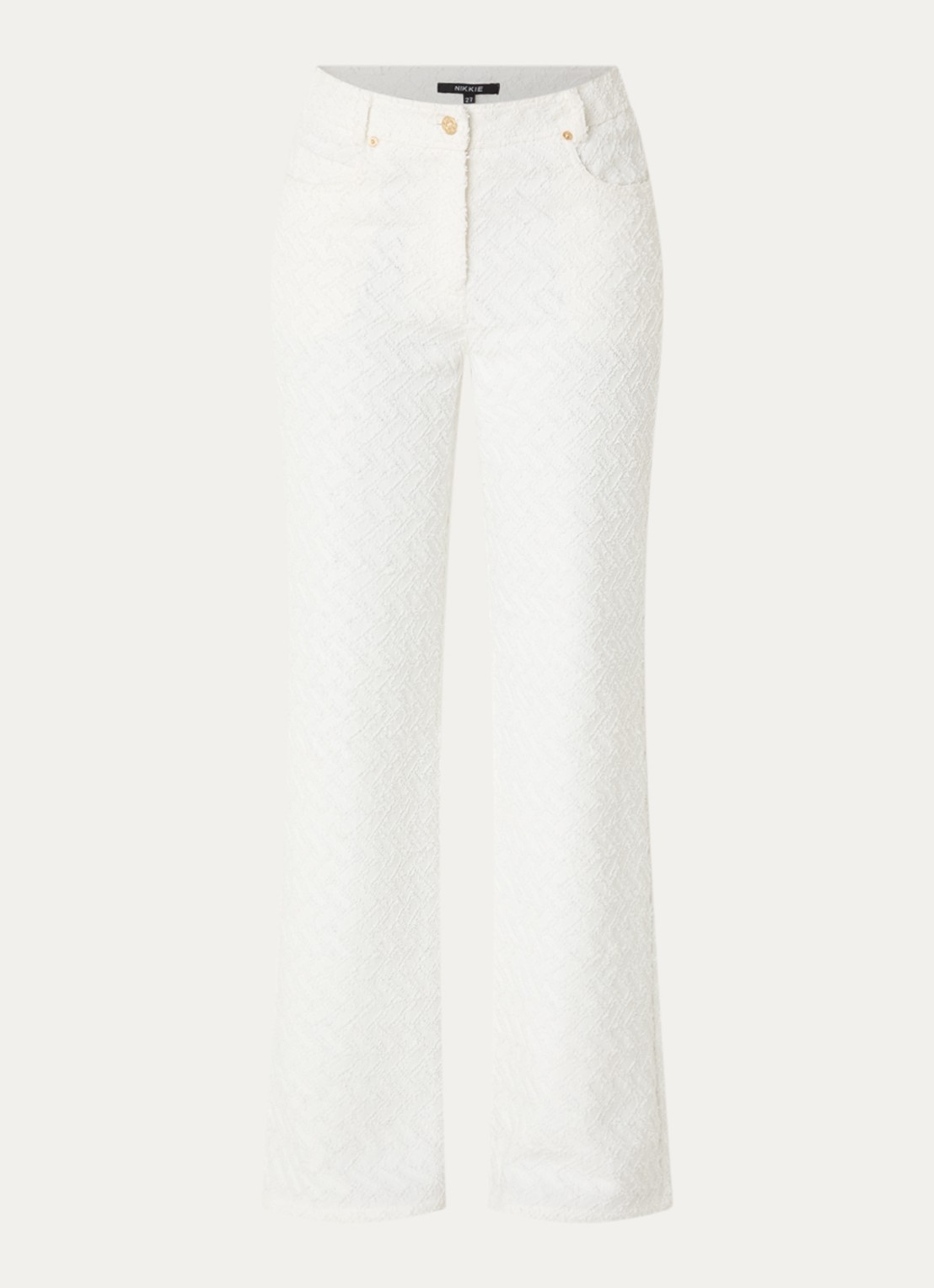 NIKKIE Rosetta mid waist straight leg jeans met gekleurde wassing - voorkant wit