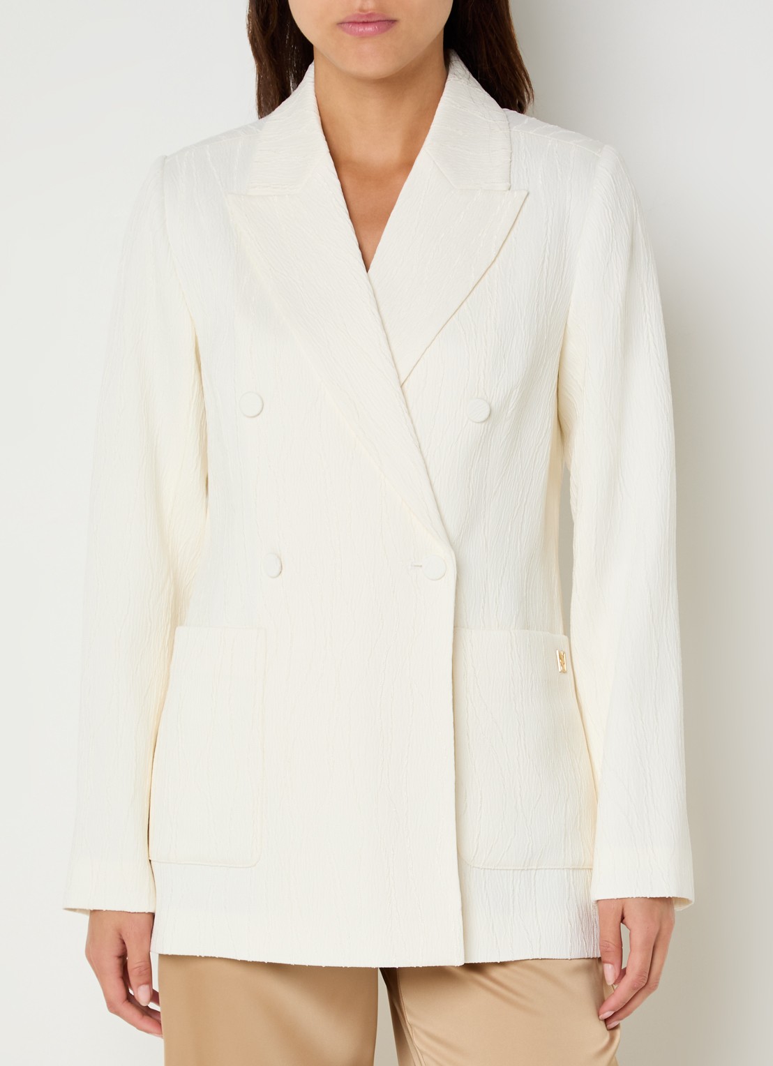 NIKKIE Roseville double-breasted blazer met opgestikte zakken - detail 2 gebroken wit