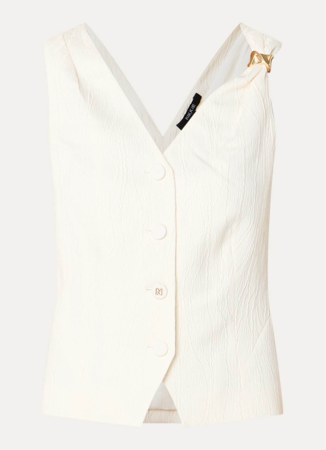 NIKKIE Roseville gilet met V-hals - voorkant 2 gebroken wit