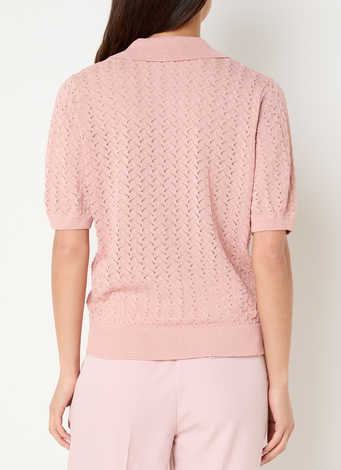 NIKKIE Rouen top met lurex en opengewerkt dessin - achterkant 2 orange