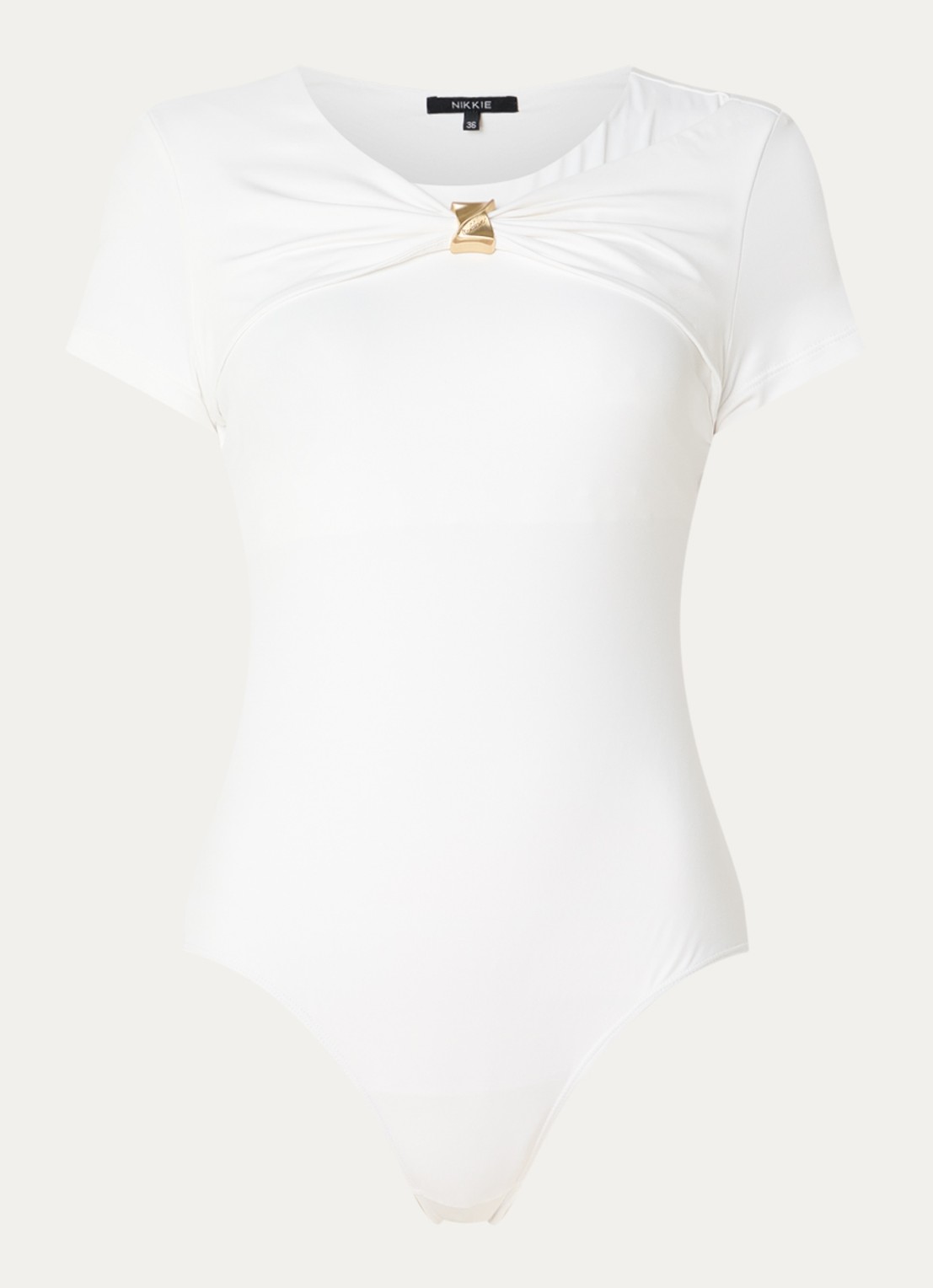 NIKKIE Rubio body top met gedrapeerd detail - voorkant wit