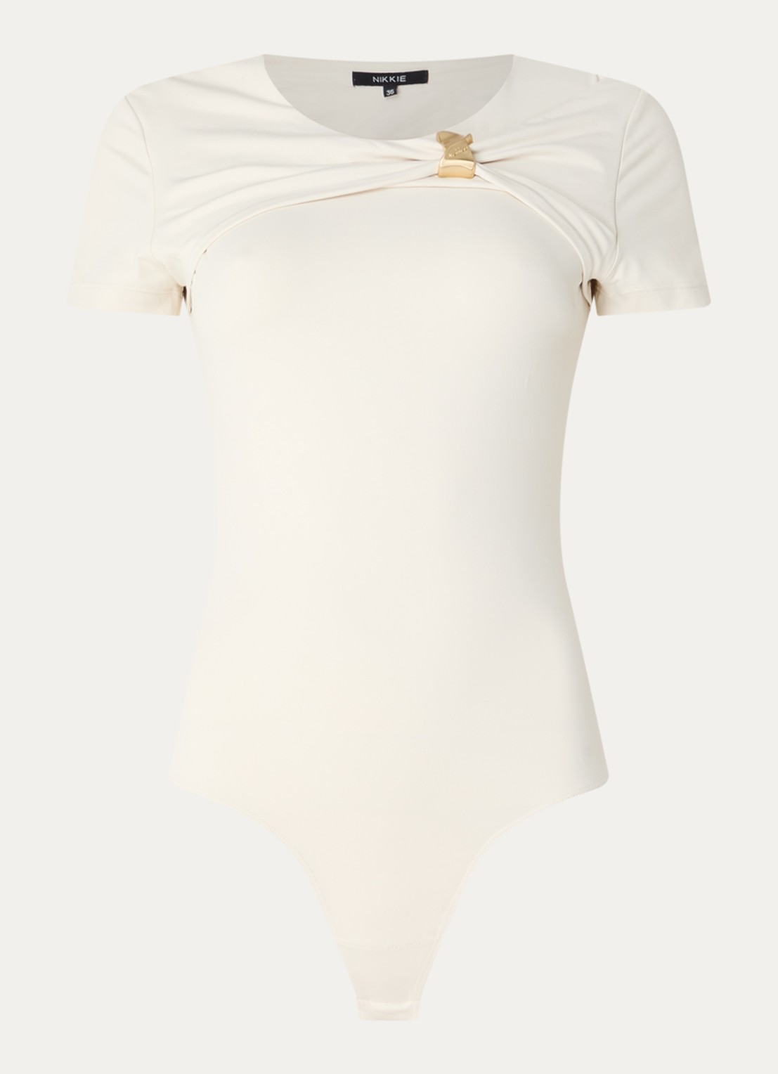 NIKKIE Rubio body top met gedrapeerd detail - voorkant 2 creme