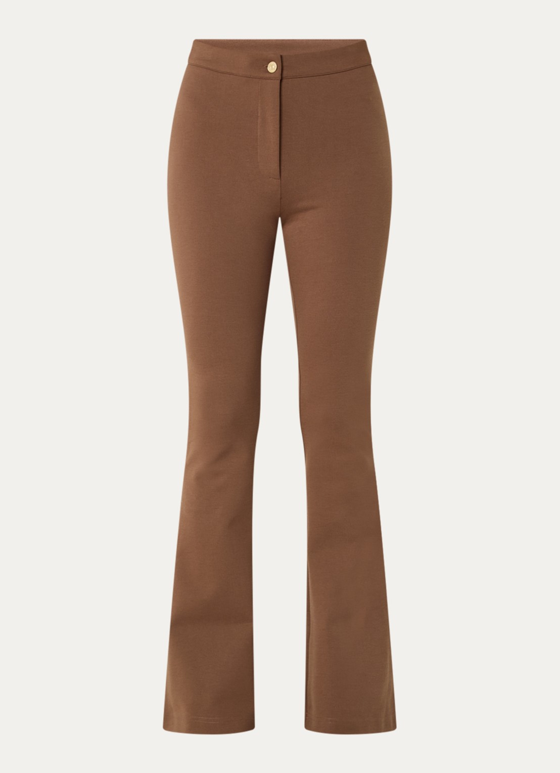 NIKKIE Ruvato high waist flared fit pantalon met stretch - voorkant bruin