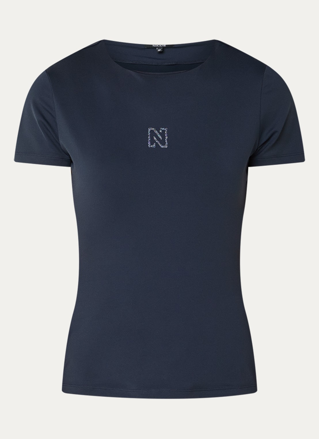 NIKKIE T-shirt met logo en strass - voorkant 3 donkerblauw