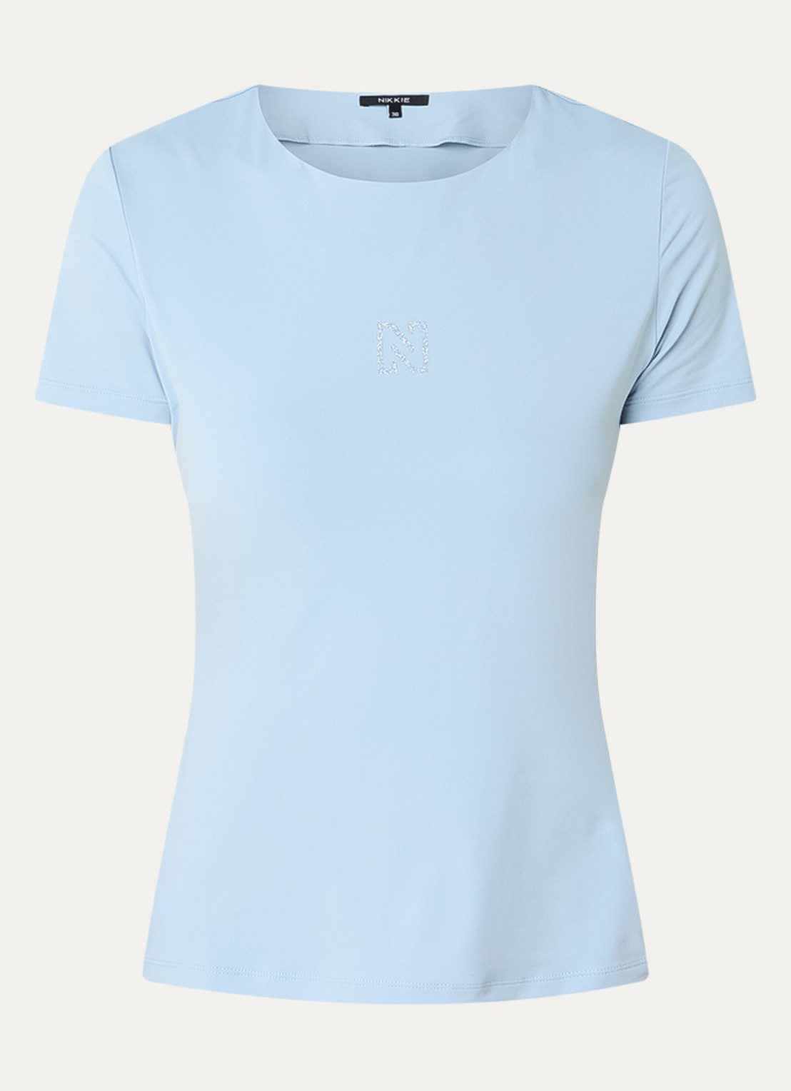 NIKKIE T-shirt met logo en strass - voorkant 3 lichtblauw