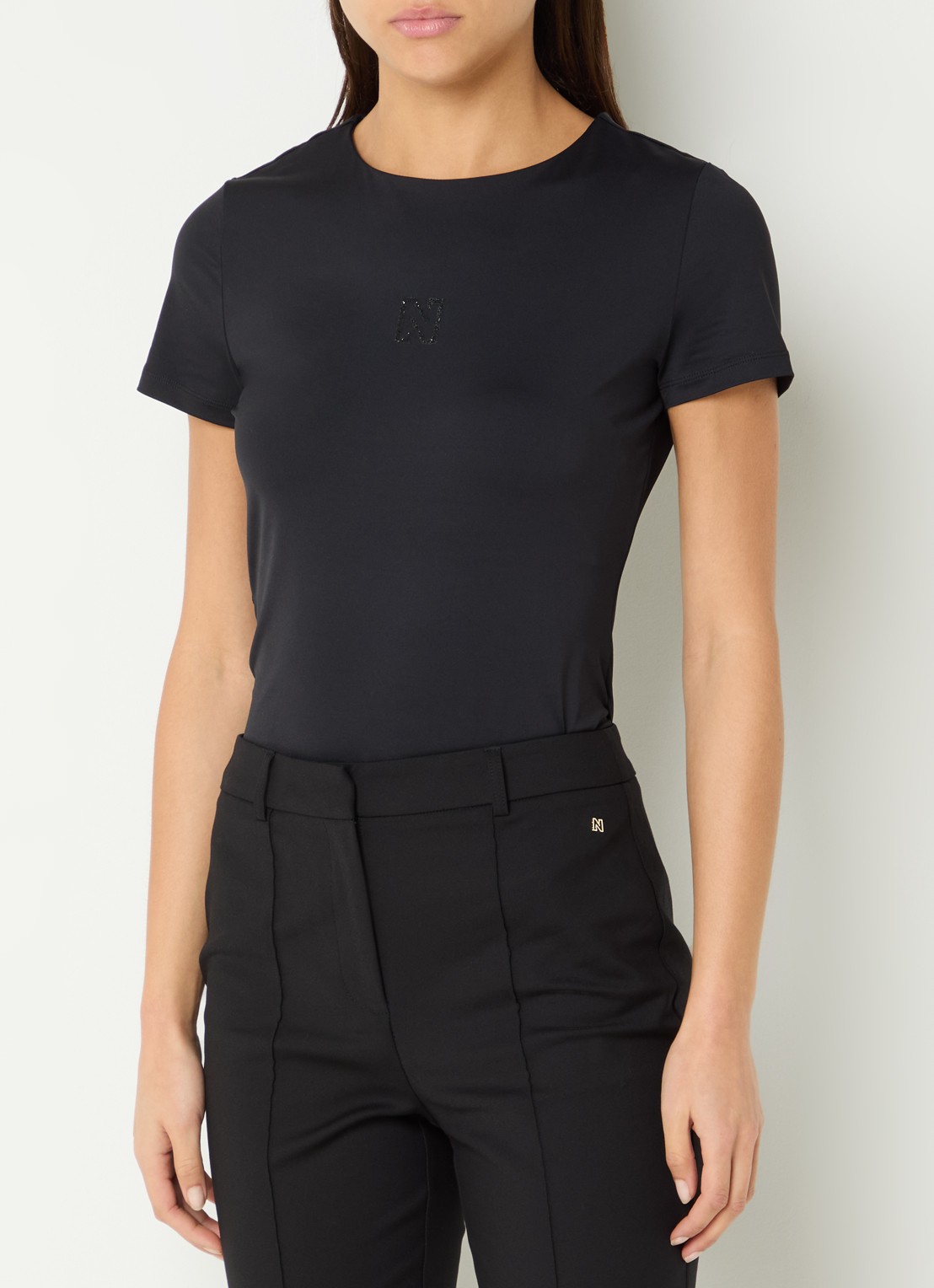 NIKKIE T-shirt met logo en strass - detail 4 zwart