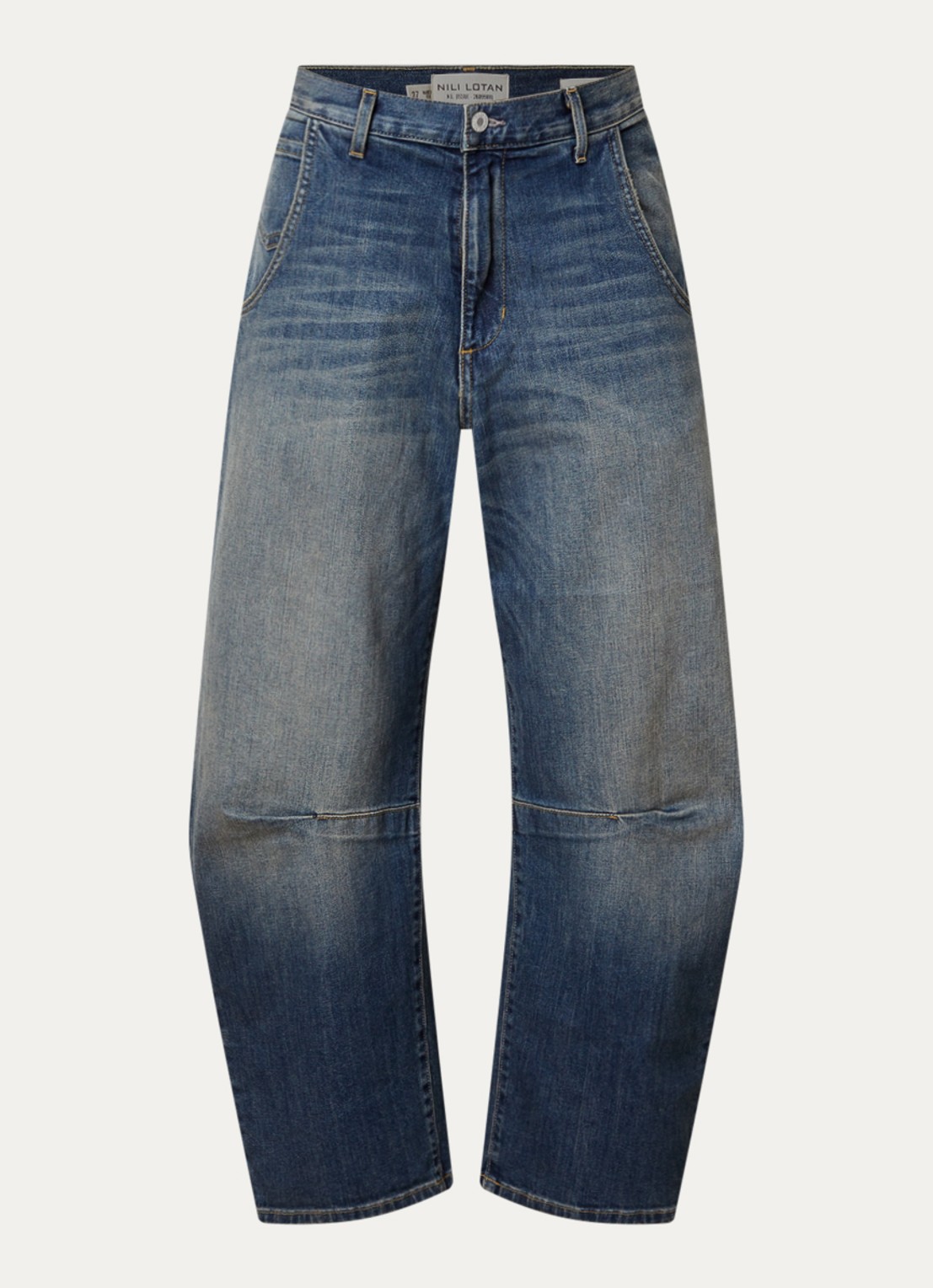 Nili Lotan Emerson high waist balloon fit jeans met medium wassing - voorkant 4 indigo
