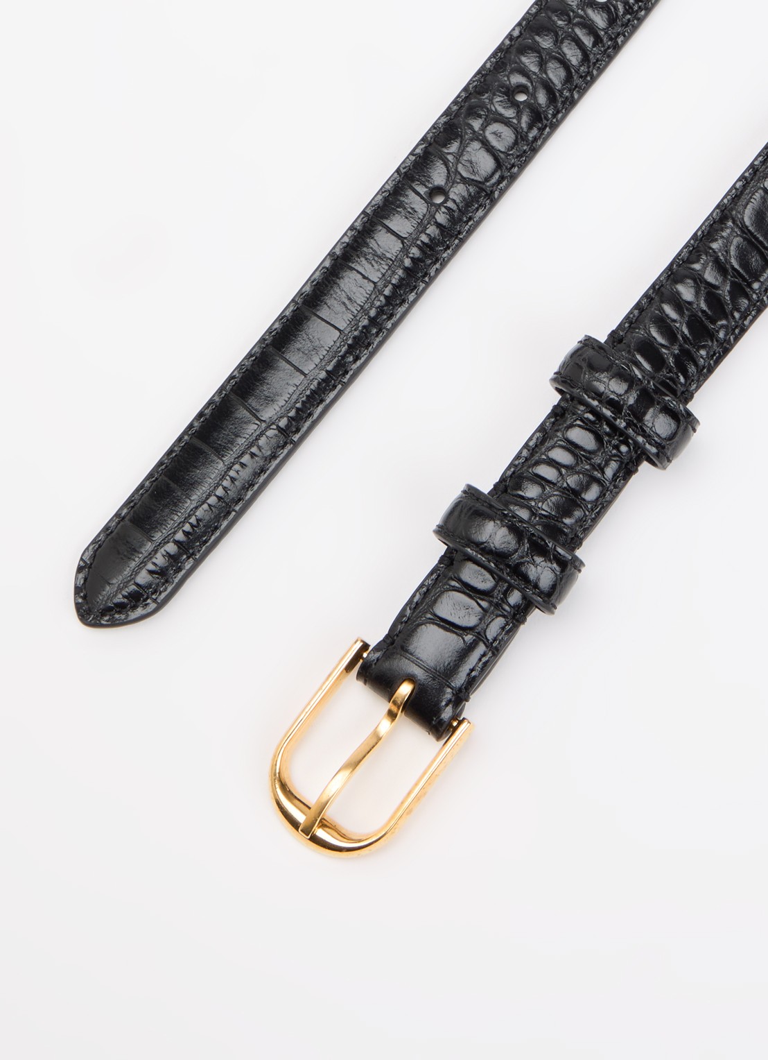 Nili Lotan Jane riem van kalfsleer met crocostructuur - detail 2 zwart