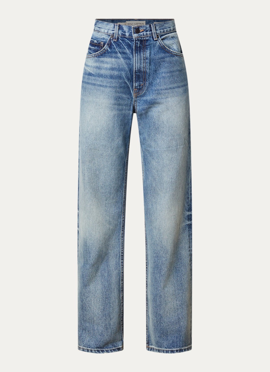 Nili Lotan Mitchell high waist straight leg jeans met lichte wassing - voorkant 4 indigo