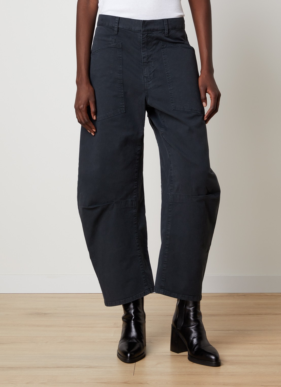 Nili Lotan Shon high waist balloon fit broek met steekzakken - detail 4 donkerblauw
