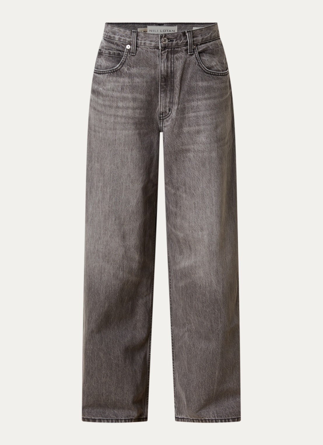 Nili Lotan Terese high waist wide leg jeans met gekleurde wassing - voorkant 4 lichtgrijs