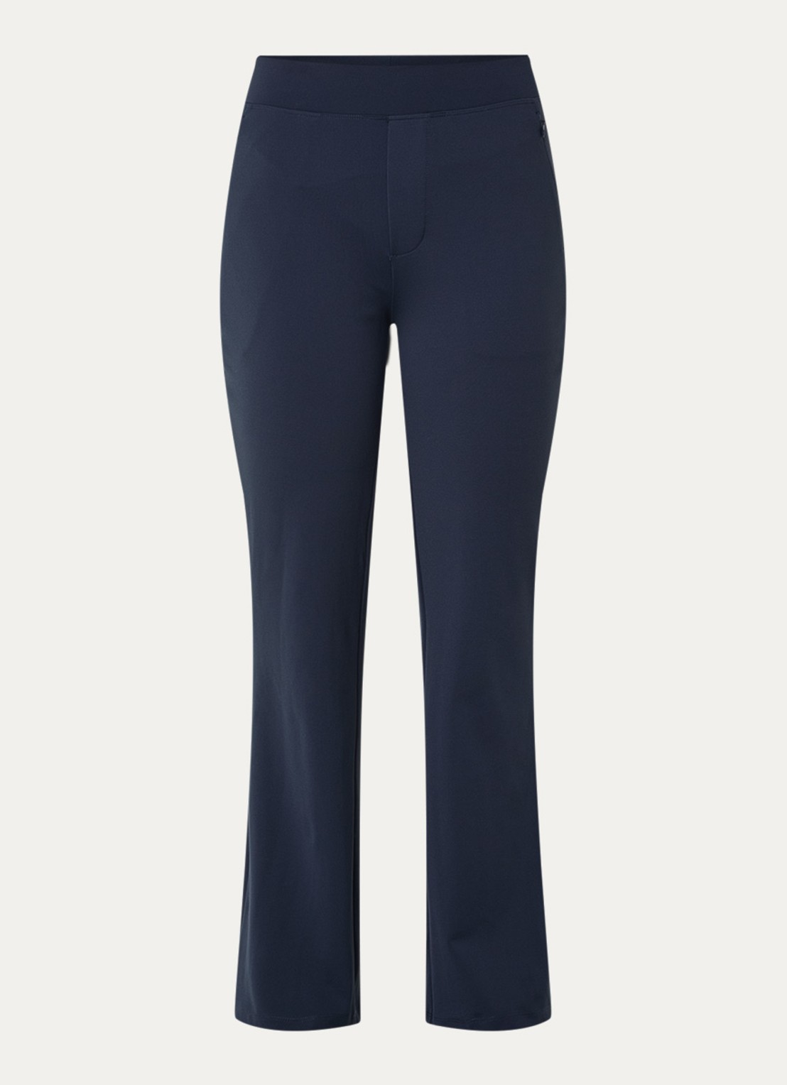 Ninepine Asana high waist bootcut fit broek met ritszakken - voorkant 3 donkerblauw