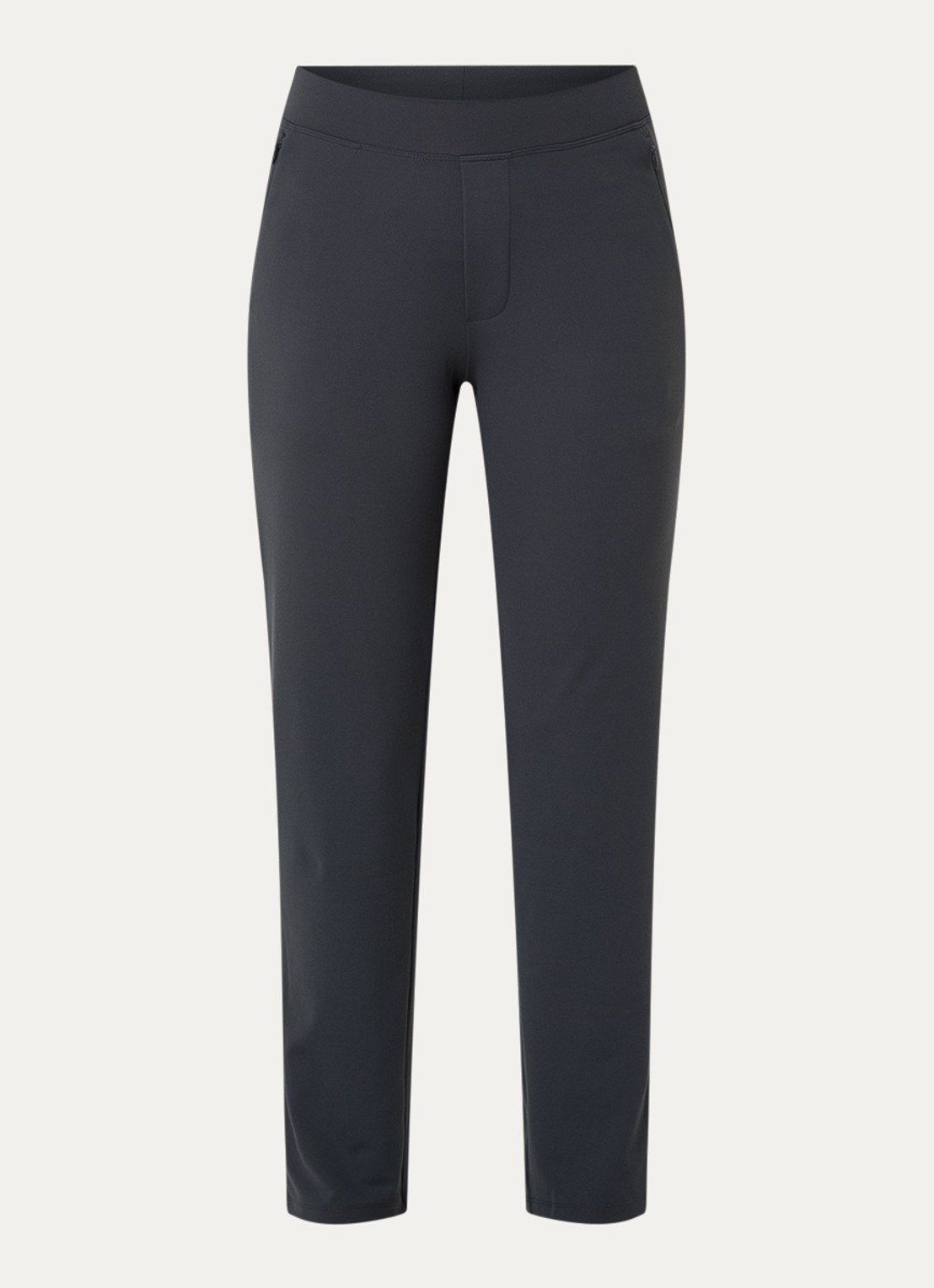 Ninepine Asana high waist slim fit broek met ritszakken - voorkant donkergrijs
