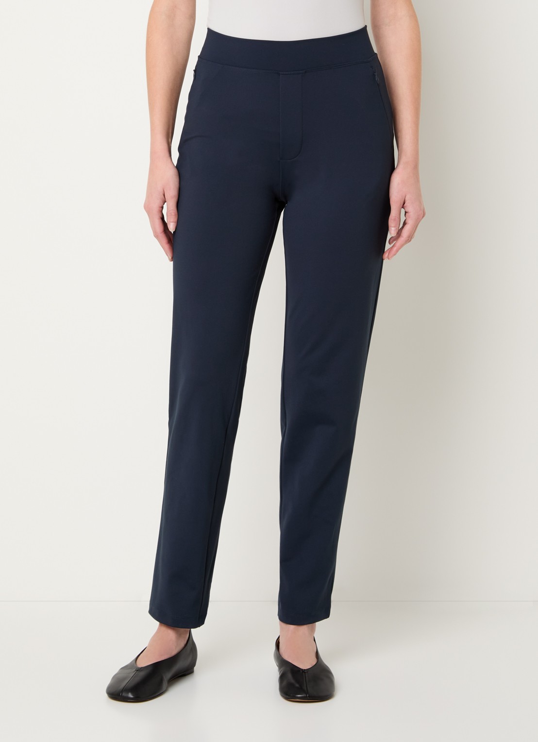 Ninepine Asana high waist slim fit broek met ritszakken - detail 2 donkerblauw