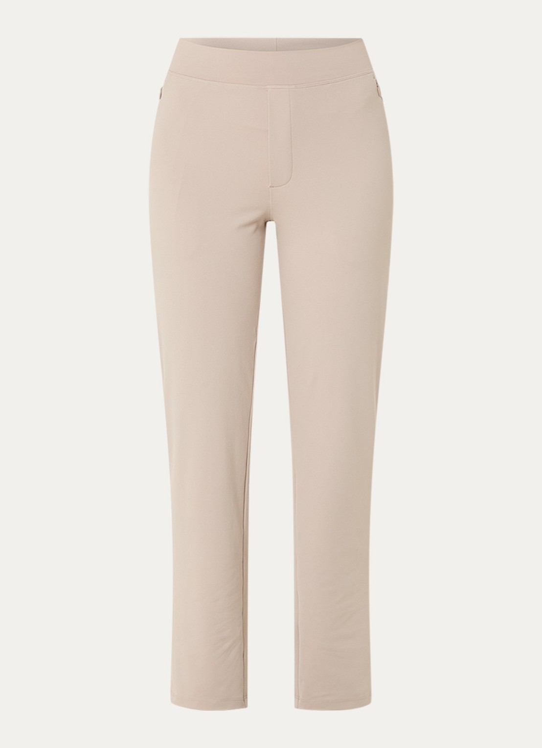 Ninepine Asana high waist slim fit broek met ritszakken - voorkant 3 beige
