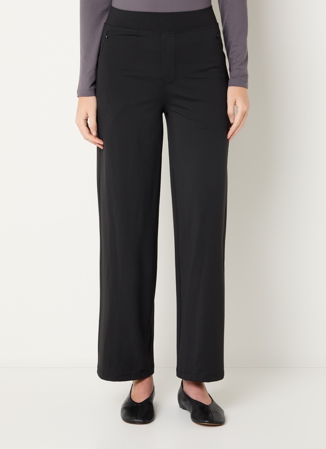 Ninepine Asana high waist straight fit broek met ritszakken - detail 2 zwart