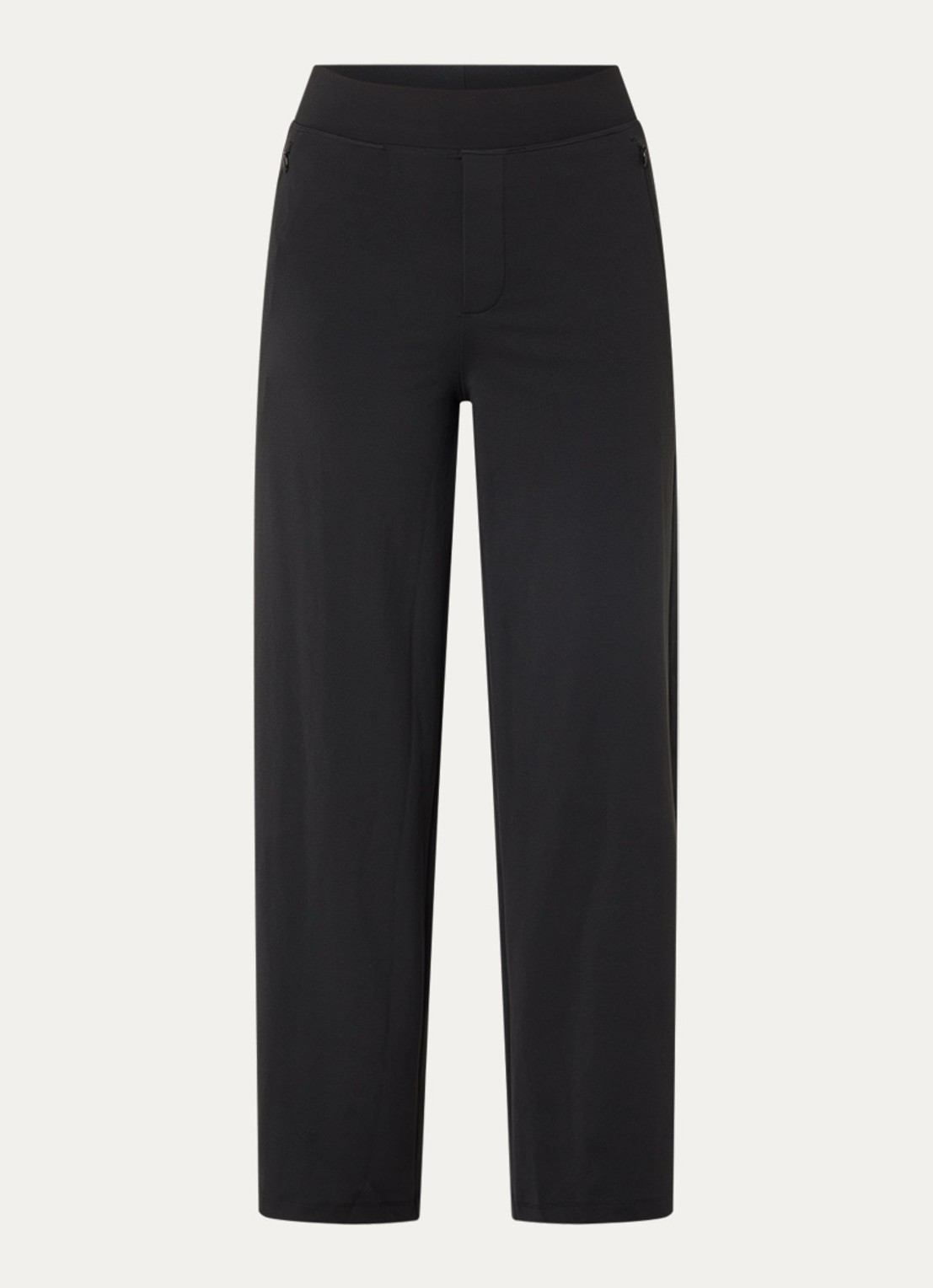 Ninepine Asana high waist straight fit broek met ritszakken - voorkant 3 zwart