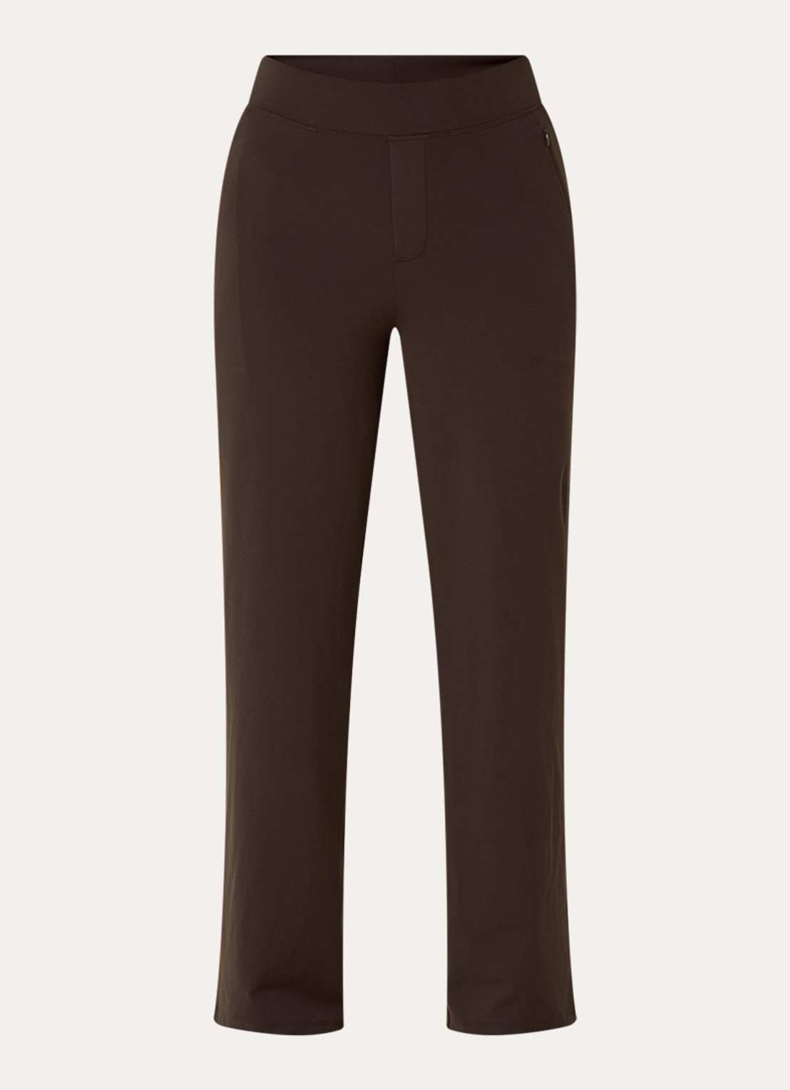 Ninepine Asana high waist straight fit broek met ritszakken - voorkant 3 donkerbruin