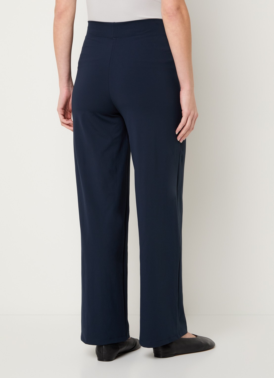 Ninepine Asana high waist straight fit broek met ritszakken - achterkant 4 donkerblauw