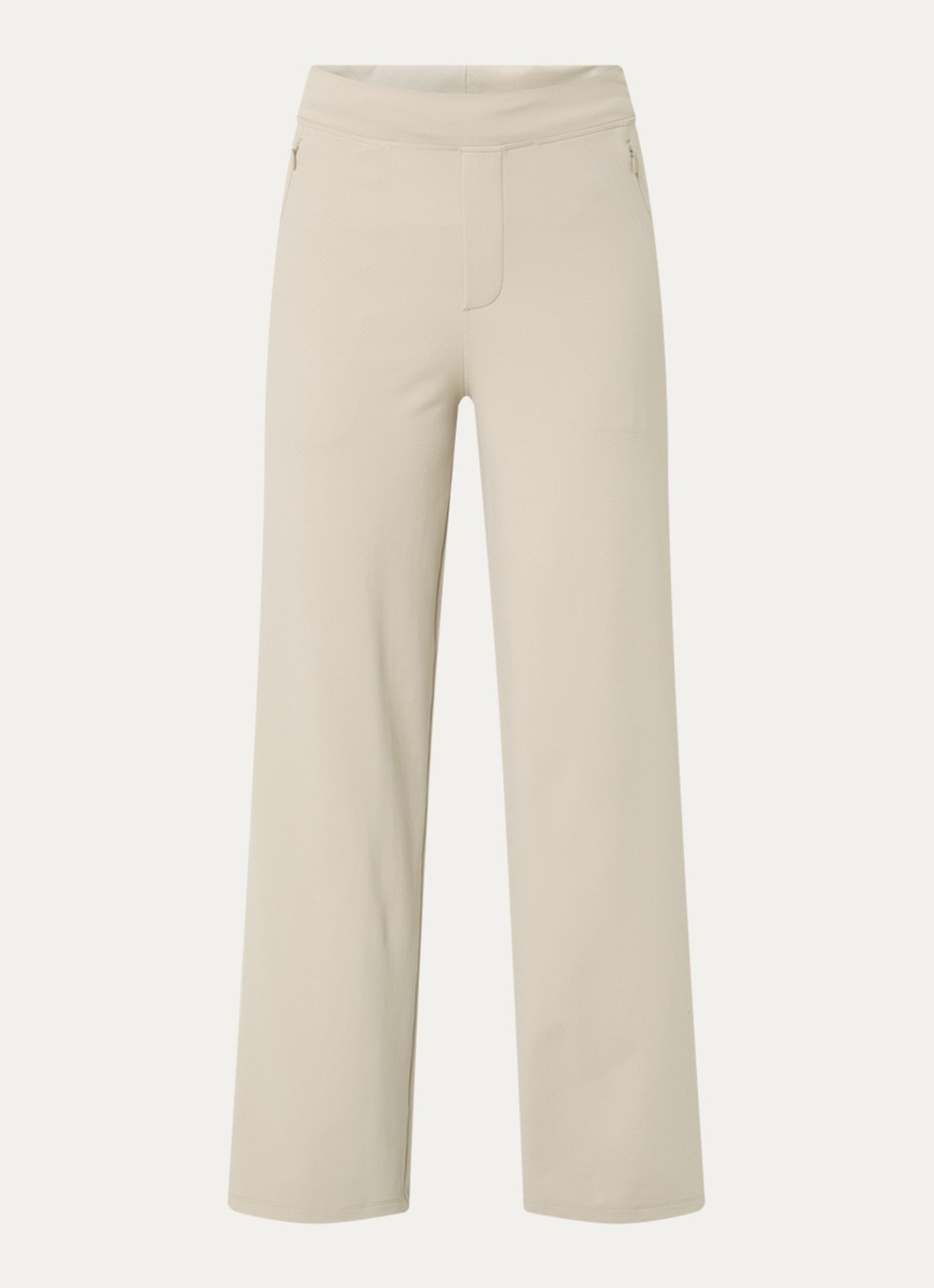 Ninepine Asana high waist straight fit broek met ritszakken - voorkant 2 beige