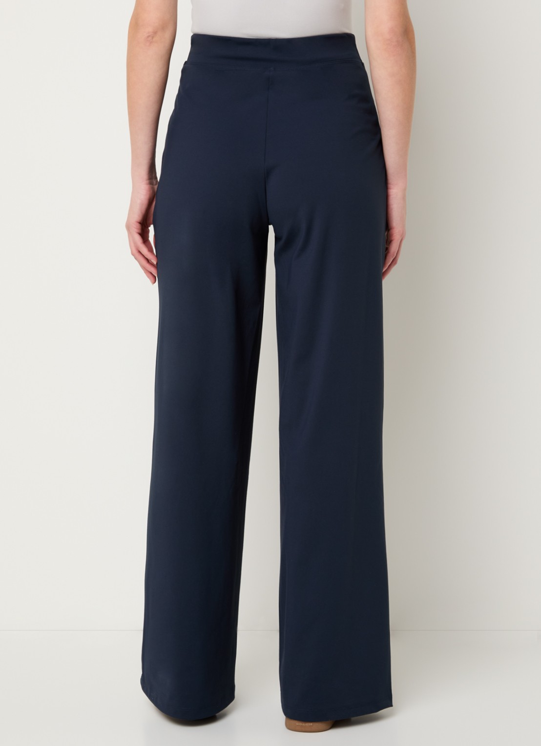 Ninepine Asana high waist wide fit broek met ritszakken - achterkant 4 donkerblauw