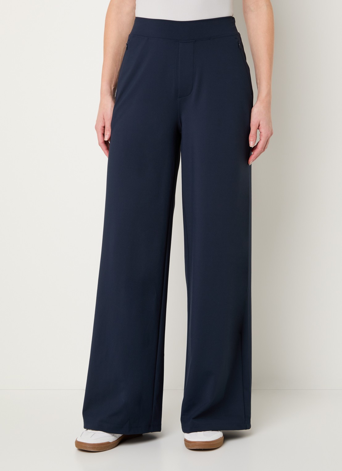 Ninepine Asana high waist wide fit broek met ritszakken - detail 3 donkerblauw