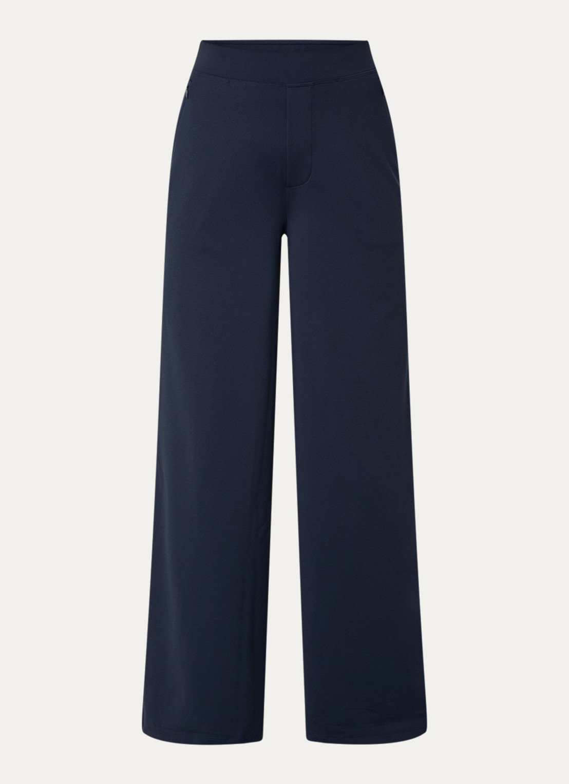 Ninepine Asana high waist wide fit broek met ritszakken - voorkant donkerblauw