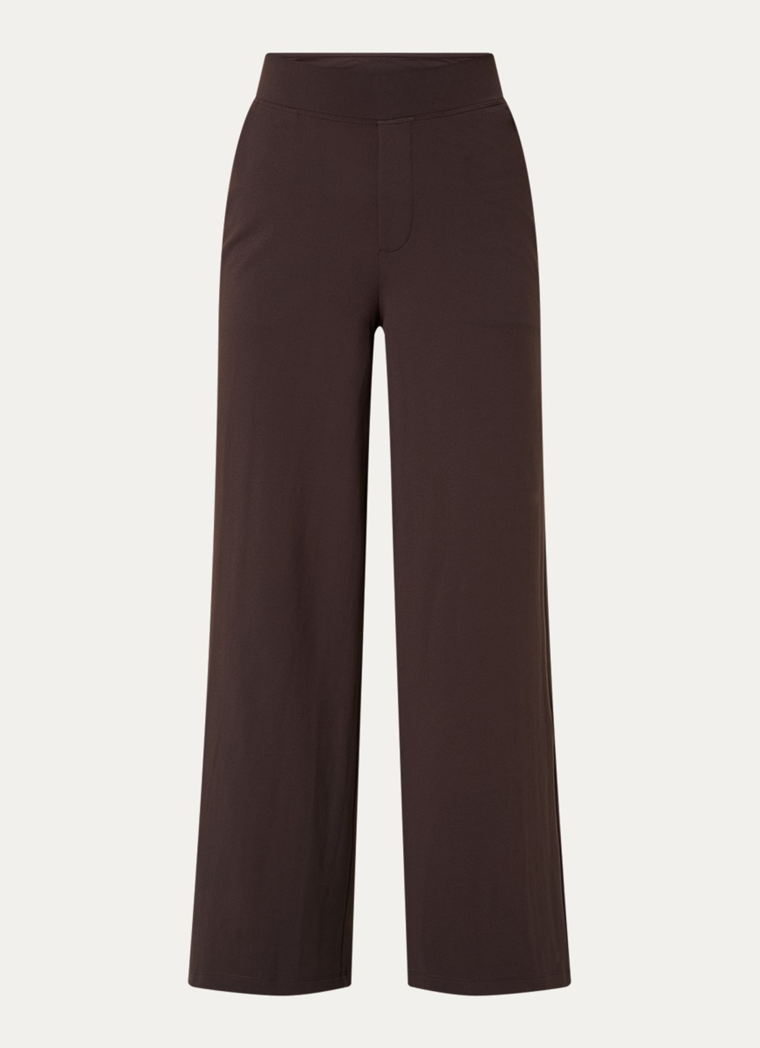 Ninepine Asana high waist wide fit broek met ritszakken - voorkant 2 donkerbruin