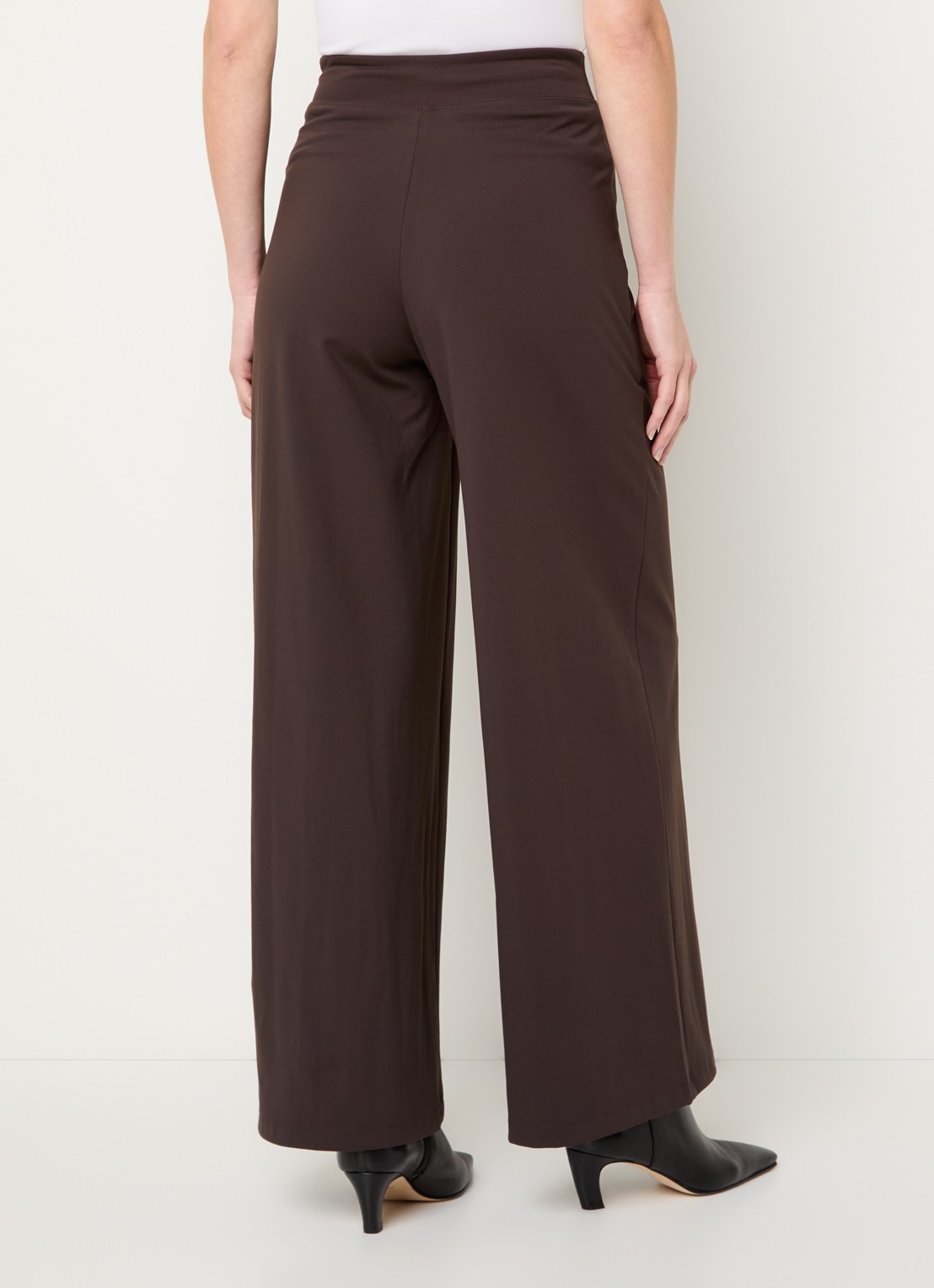 Ninepine Asana high waist wide fit pantalon - achterkant 2 donkerbruin