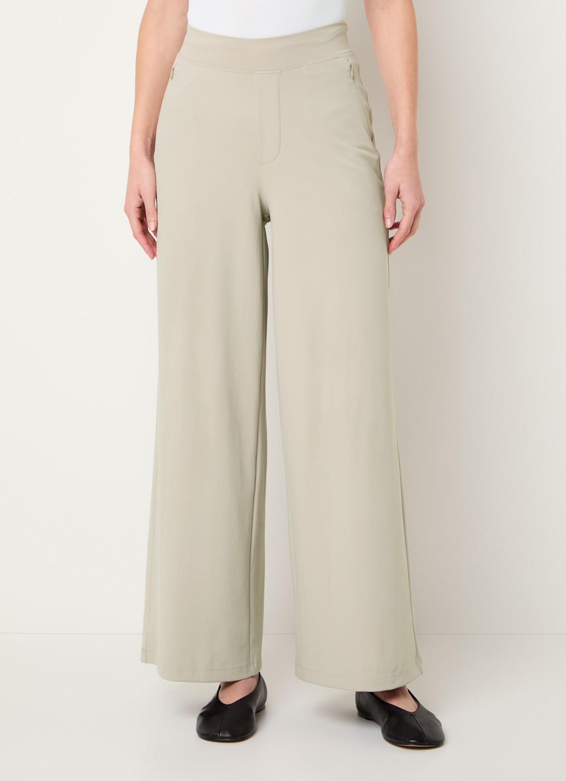 Ninepine Asana high waist wide fit pantalon - detail beige