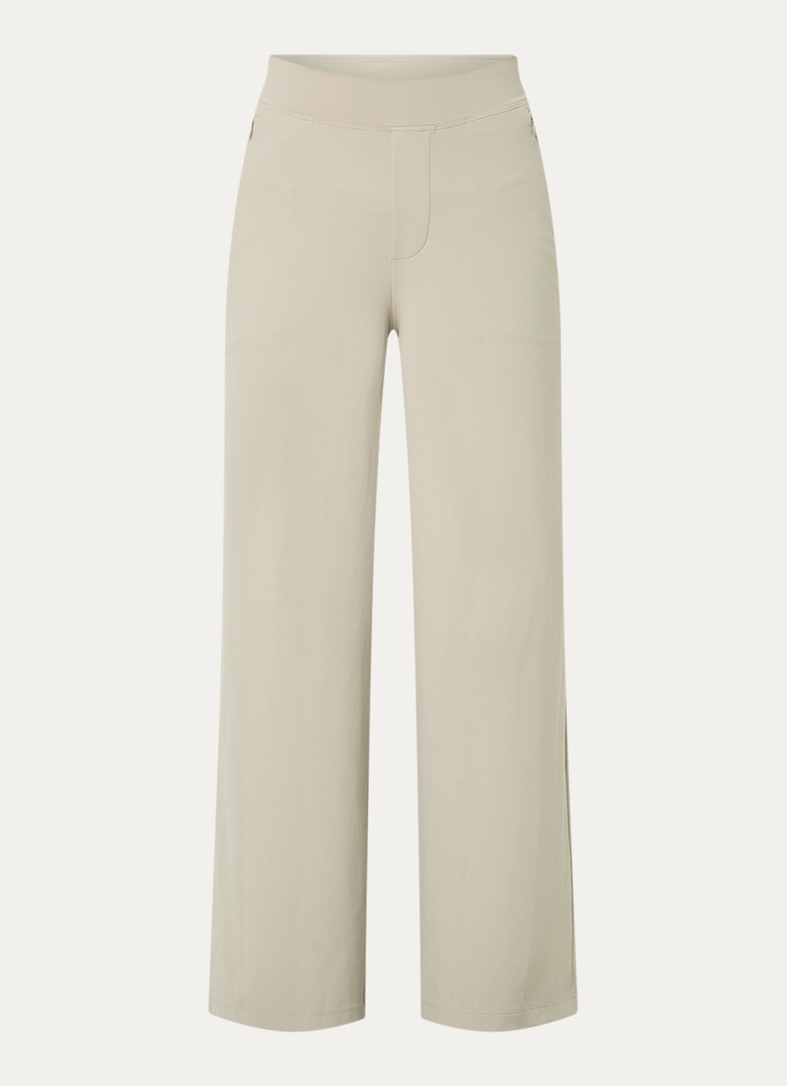 Ninepine Asana high waist wide fit pantalon - voorkant 3 beige