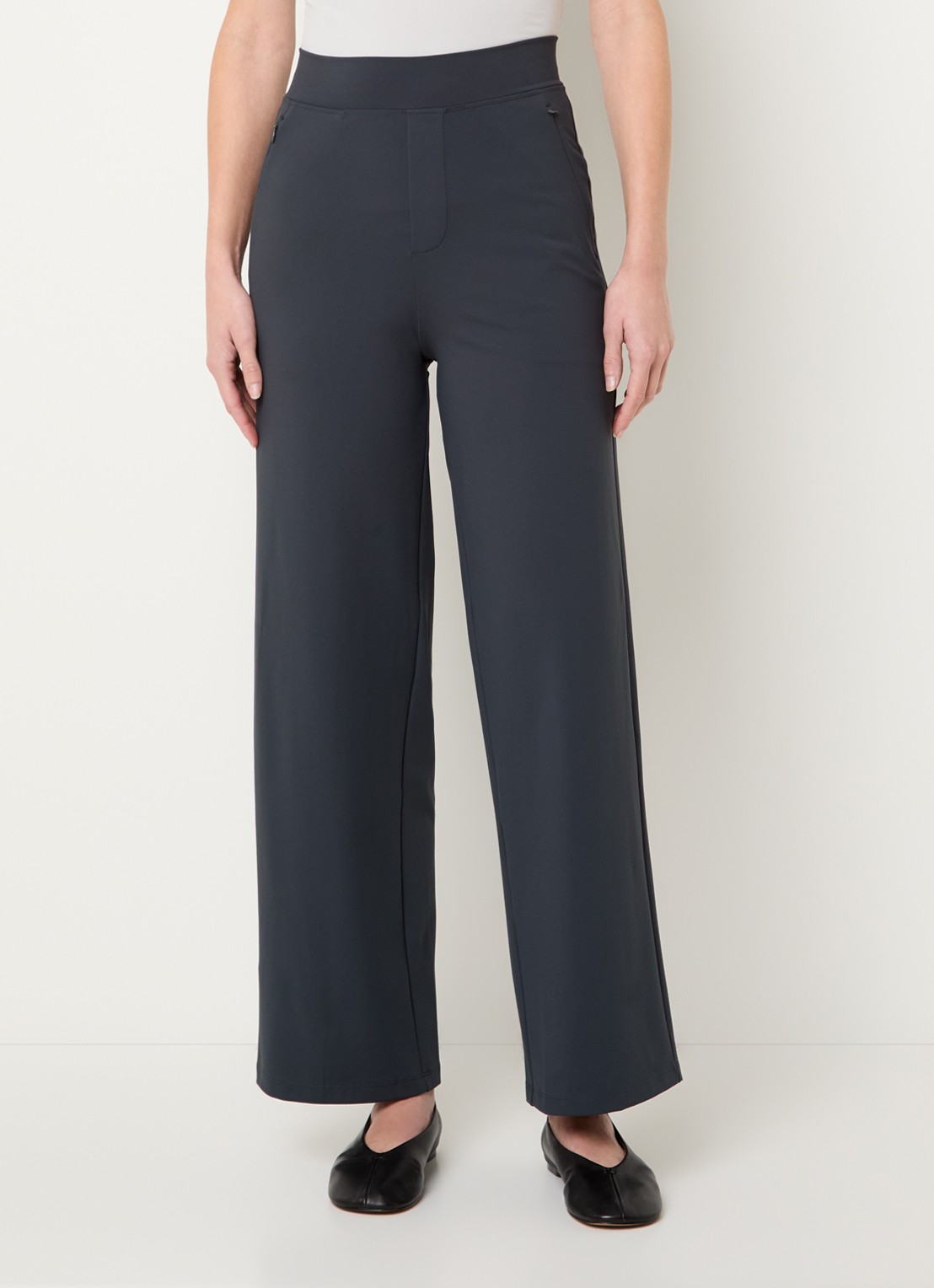Ninepine Asana Relaxed high waist straight fit broek met ritszakken - detail 3 donkergrijs