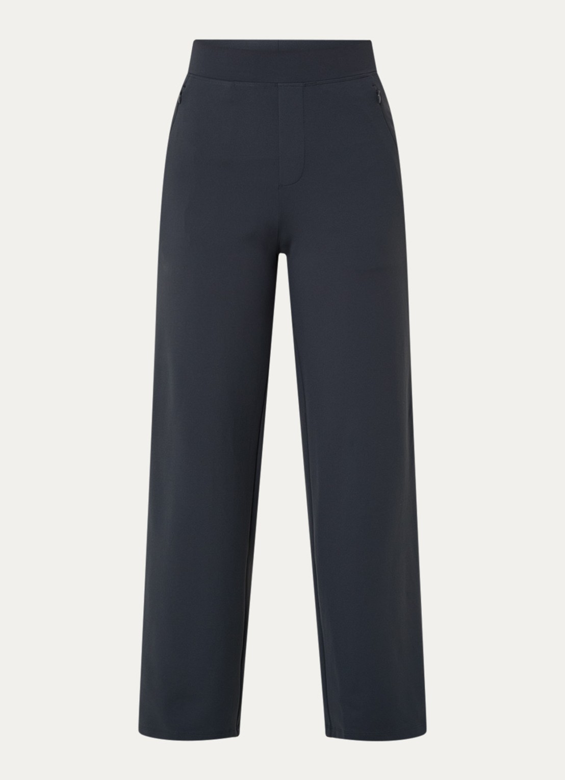 Ninepine Asana Relaxed high waist straight fit broek met ritszakken - voorkant donkergrijs