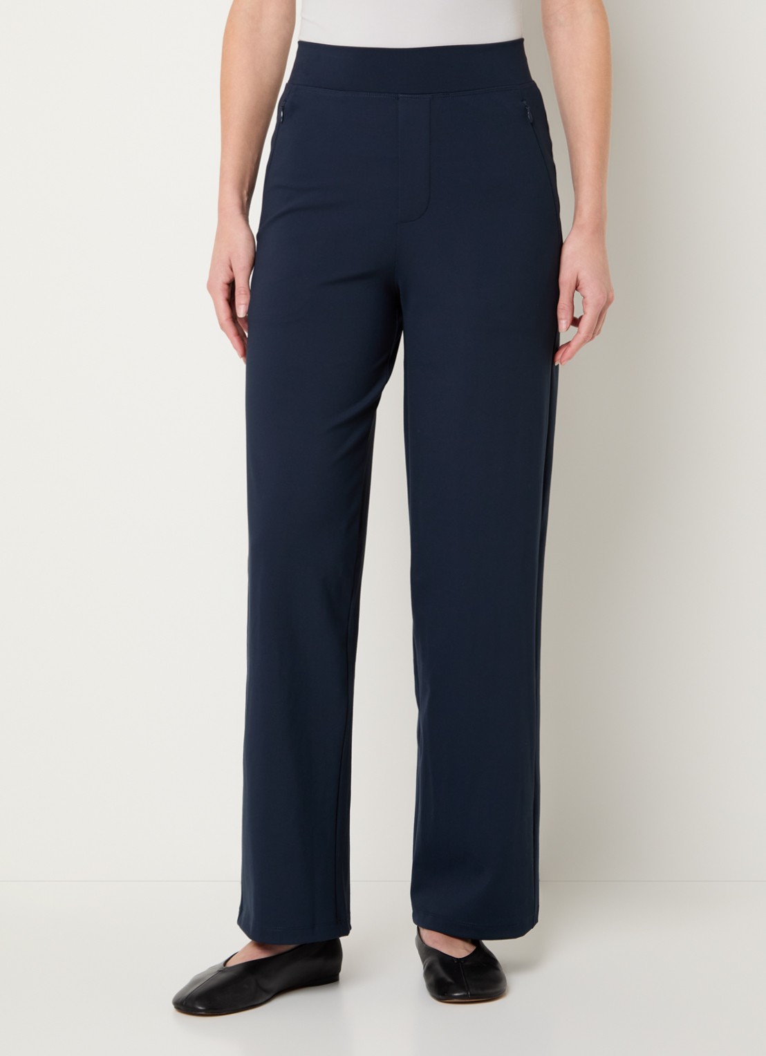 Ninepine Asana Relaxed high waist straight fit broek met ritszakken - detail 4 donkerblauw