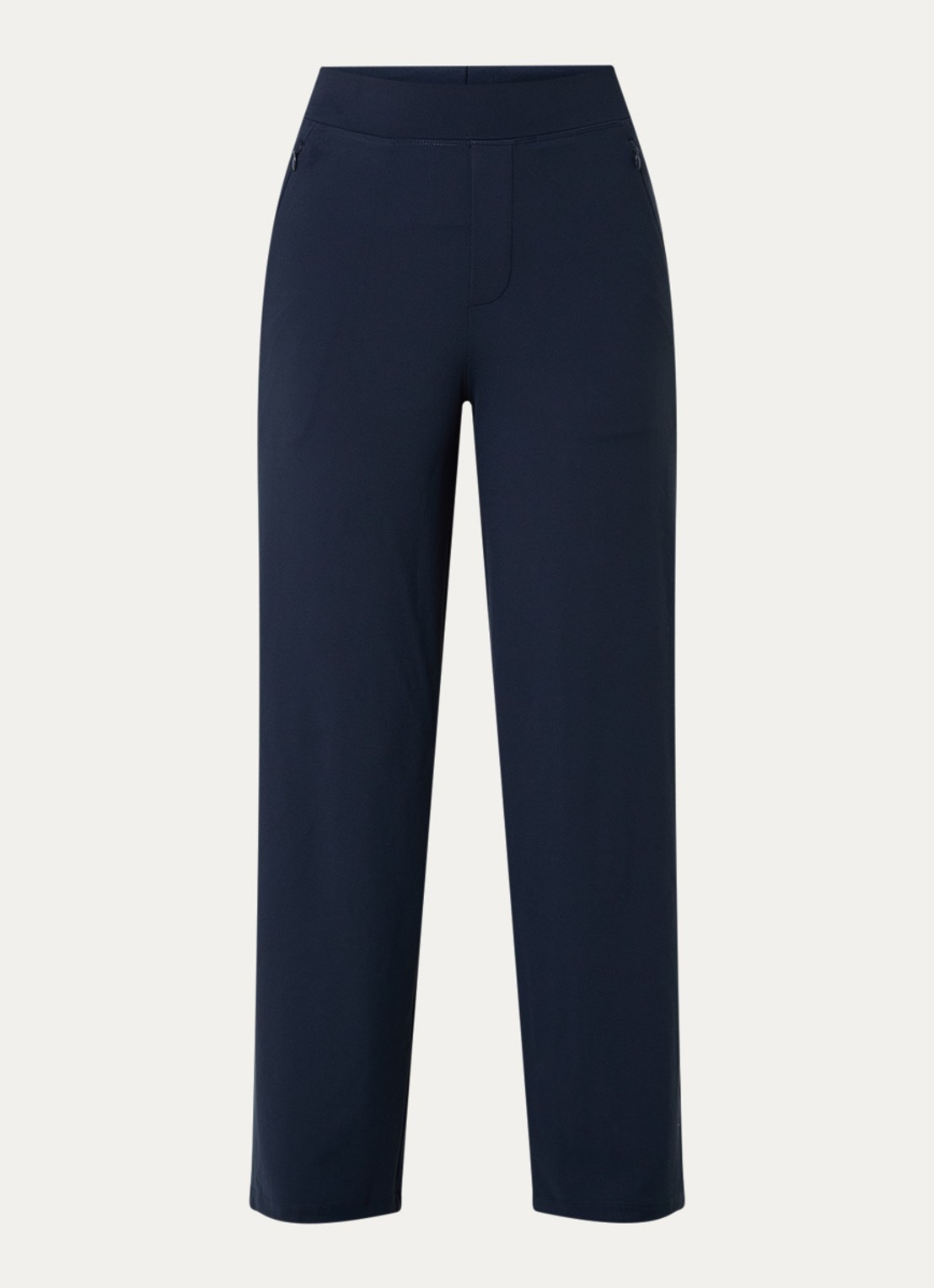 Ninepine Asana Relaxed high waist straight fit broek met ritszakken - voorkant 2 donkerblauw