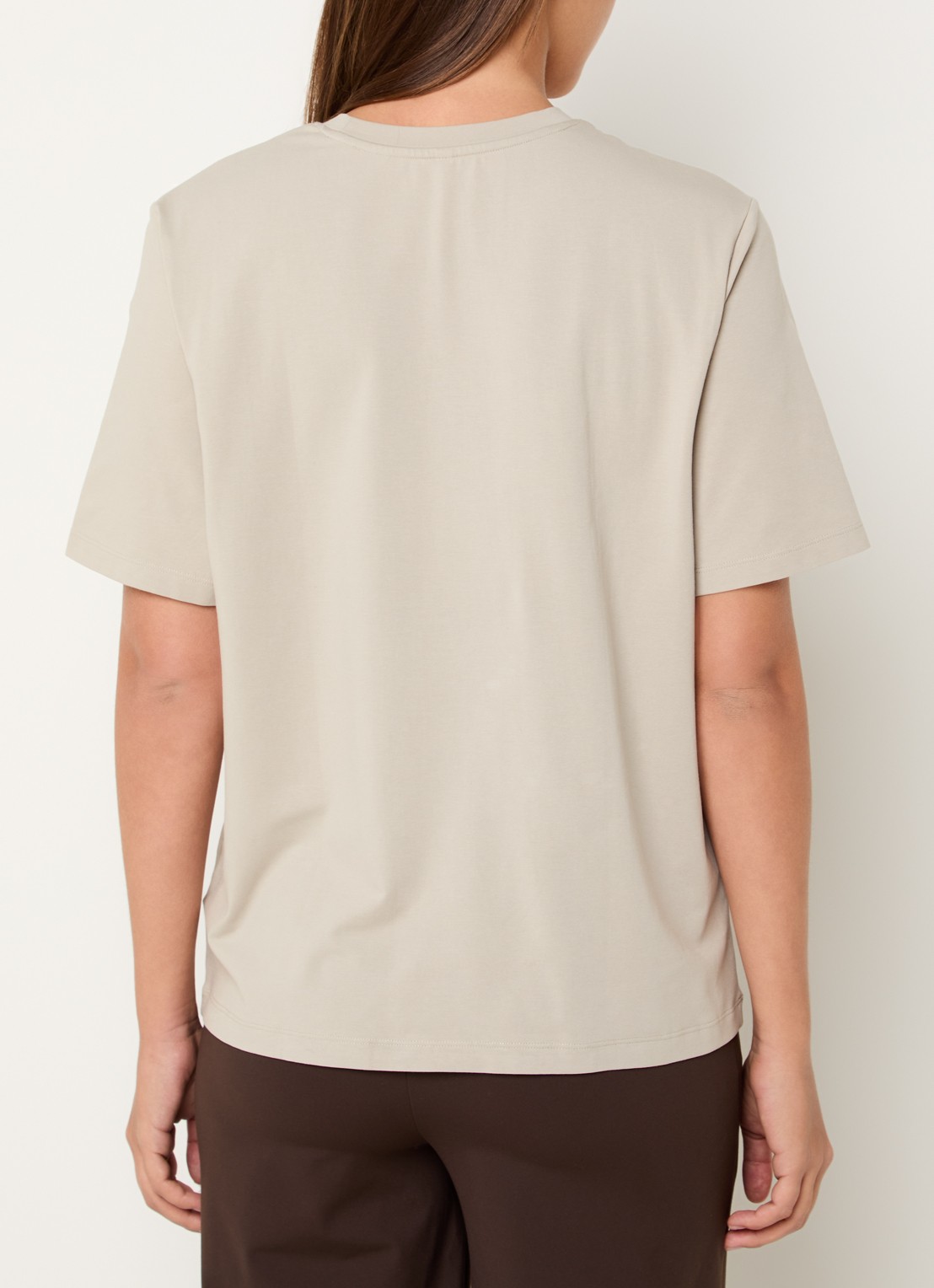 Ninepine Classic Pima T-shirt met ronde hals - achterkant khaki